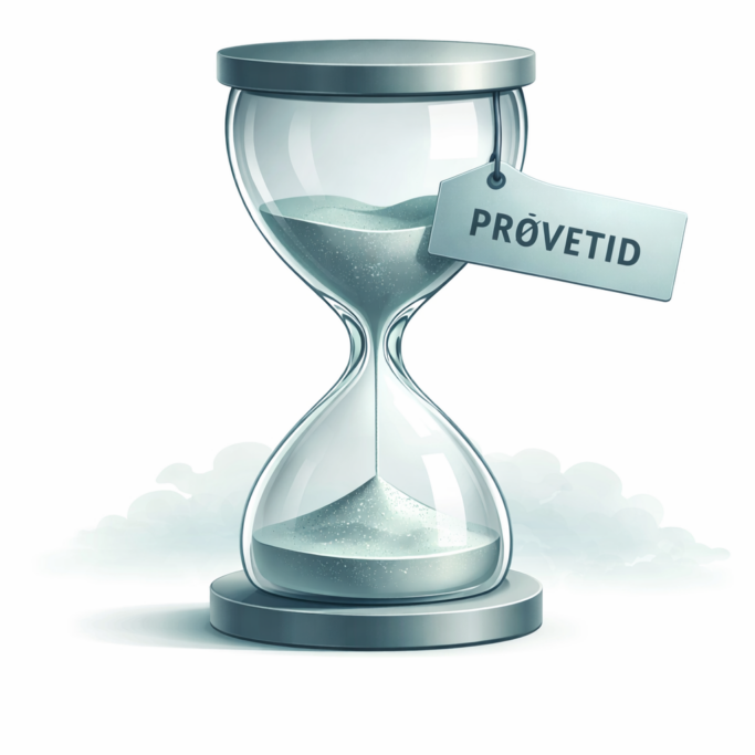 Elegant timepiece med _PRØVETID_-tag